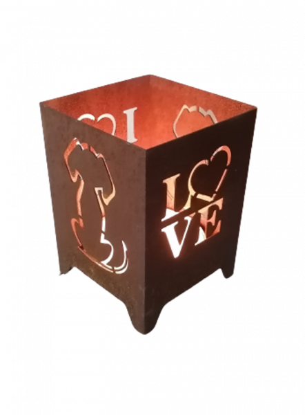 Tischfeuerkorb Love Hund