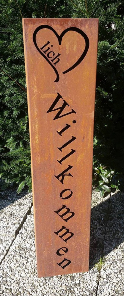Edelrost Säule Herzlich Willkommen