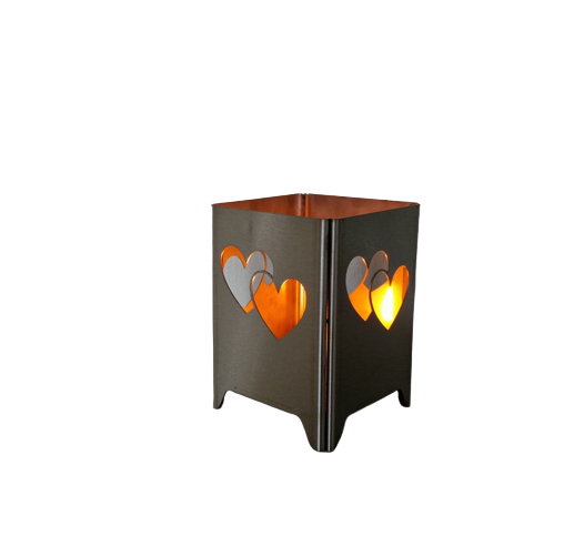 Edelstahl MIni Feuerkorb Doppelherz 