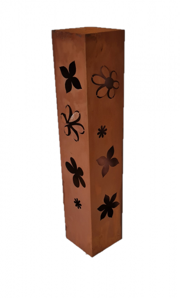 Edelrost Säule Blumen 3D