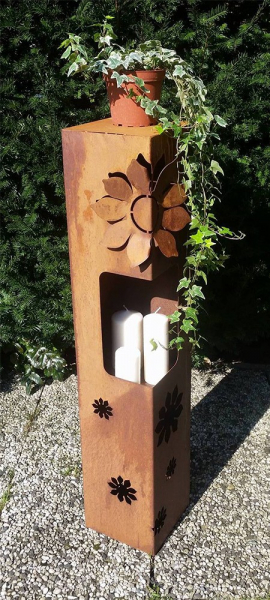 Edelrost Säule 3D Motive Blume