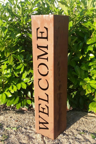 Edelrost Säule WELCOME senkrecht